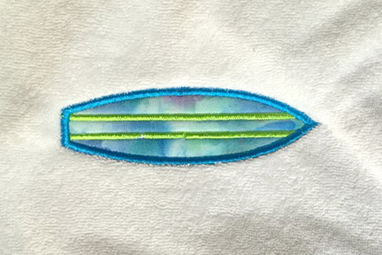 Surfboard Applique Embroidery Design example image 1