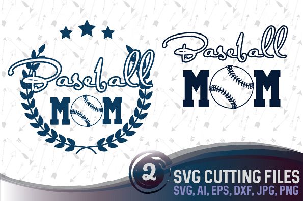 Baseball mom - 2 designs - SVG, EPS, PNG, JPG, DXF, AI example image 1