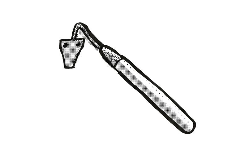 Amish sickle bar garden hoe Garden Tool Cartoon Retro Drawin example image 1