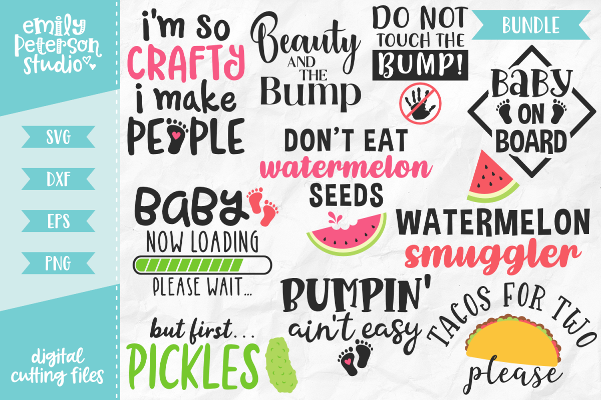 Pregnancy Bundle 10 Designs SVG DXF EPS PNG example image 1