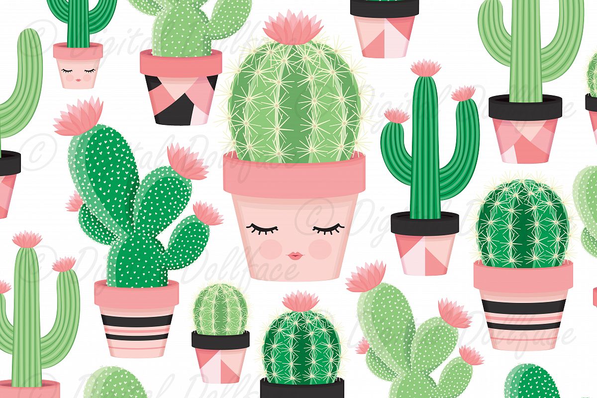 Potted Cactus / Succulent Clip Art Images example image 1