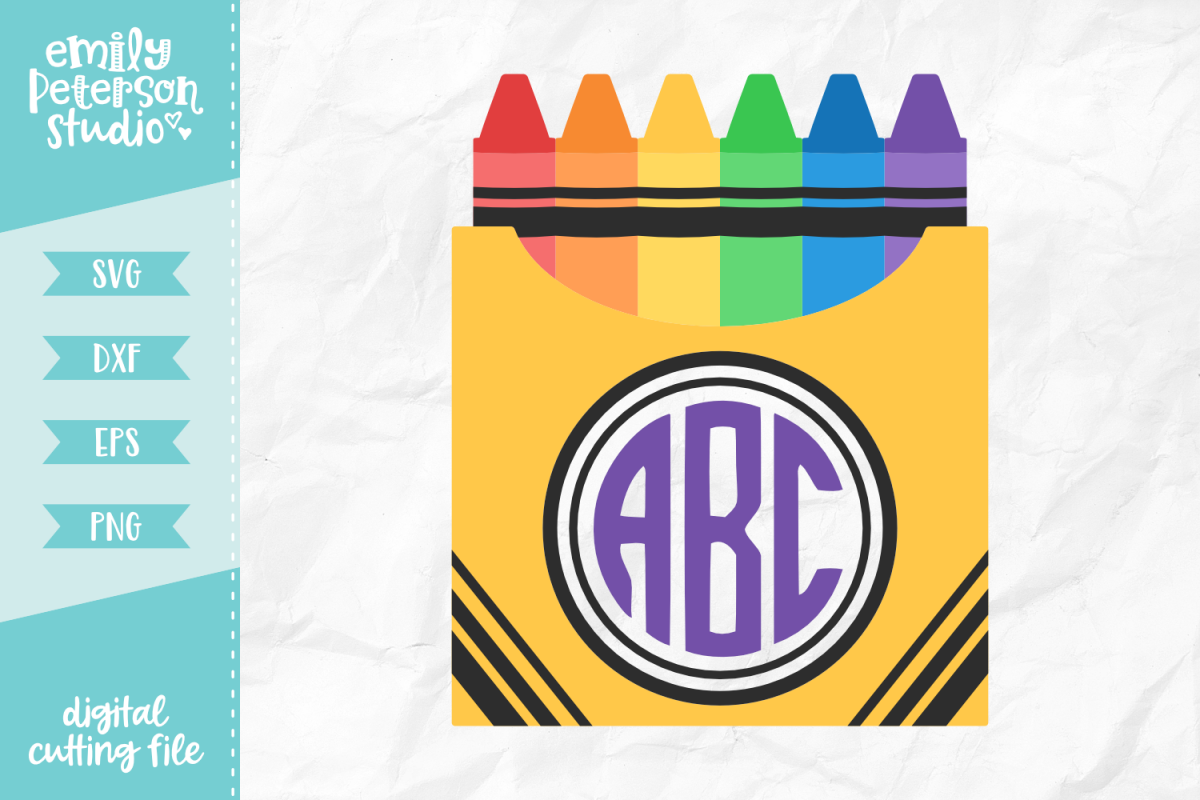 Monogram Crayons SVG DXF EPS PNG example image 1