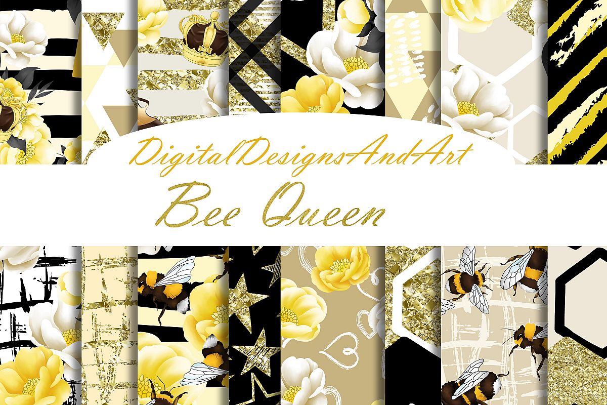 Queen bee digital paper example image 1