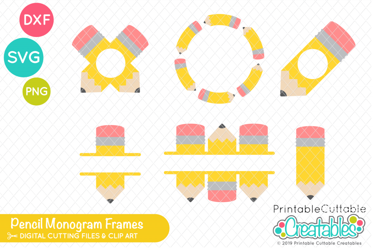 Download Pencil Monogram Frame SVG Set (300598) | SVGs | Design Bundles