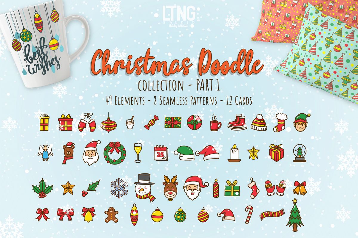 Christmas Doodle Graphic Element Part 1 example image 1