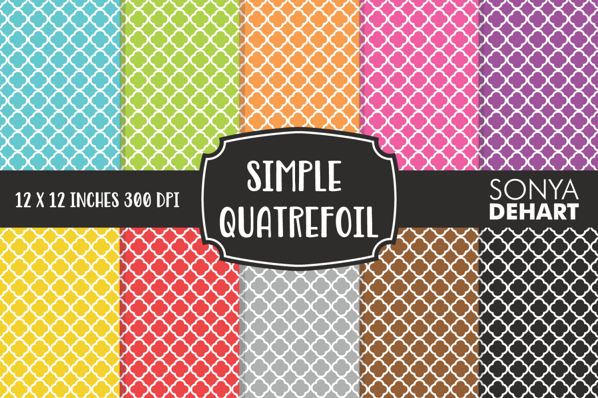 Simple Quatrefoil Moroccan Trellis Digital Paper Pack example image 1