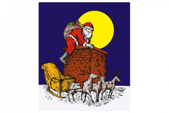 Santa Claus Over Chimney example image 1