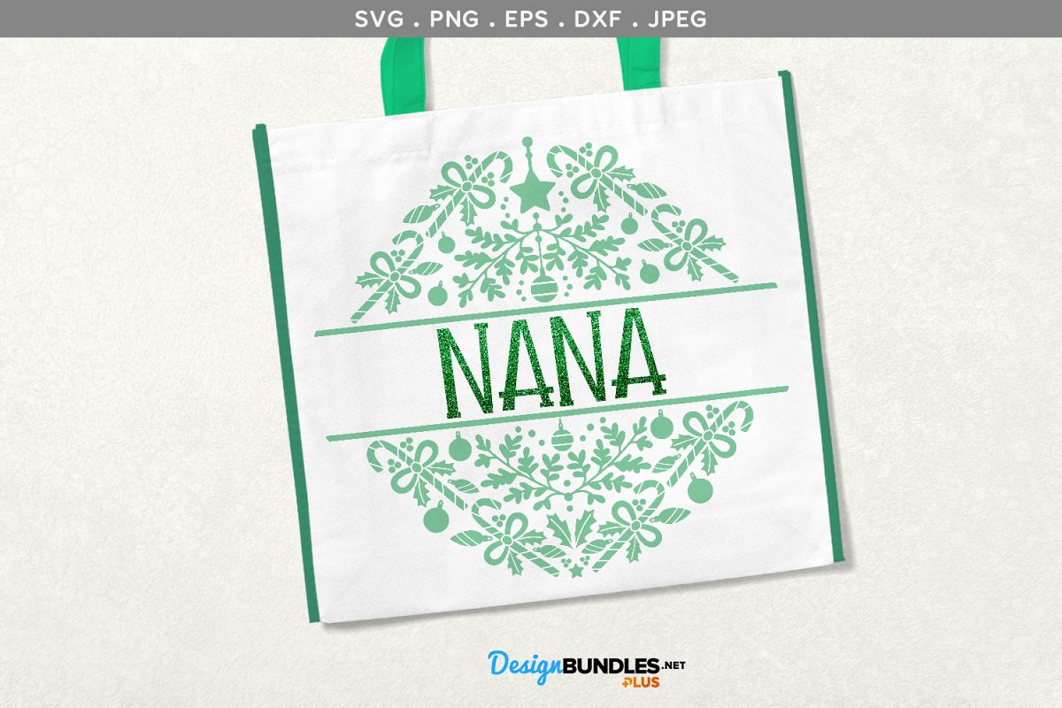 Christmas split monogram frame - svg, printable example image 1