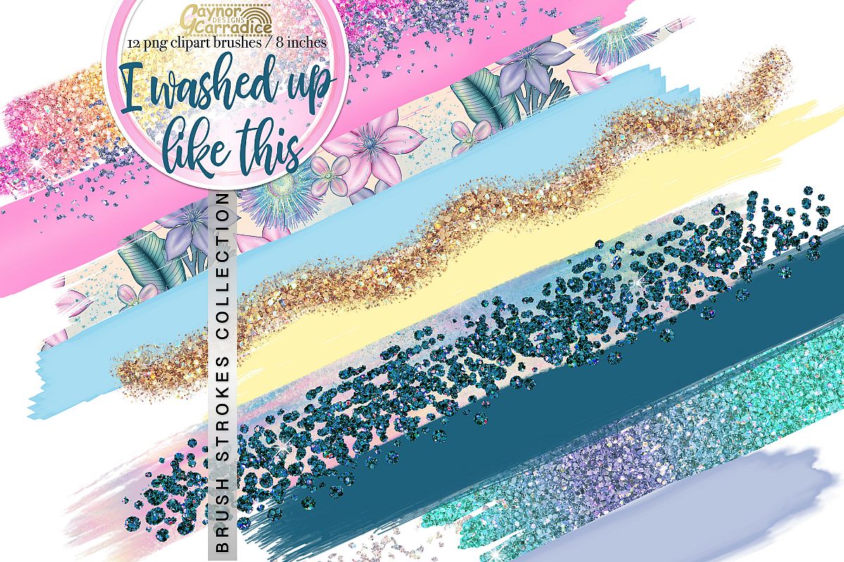 Mermaid paint brush strokes collection example image 1