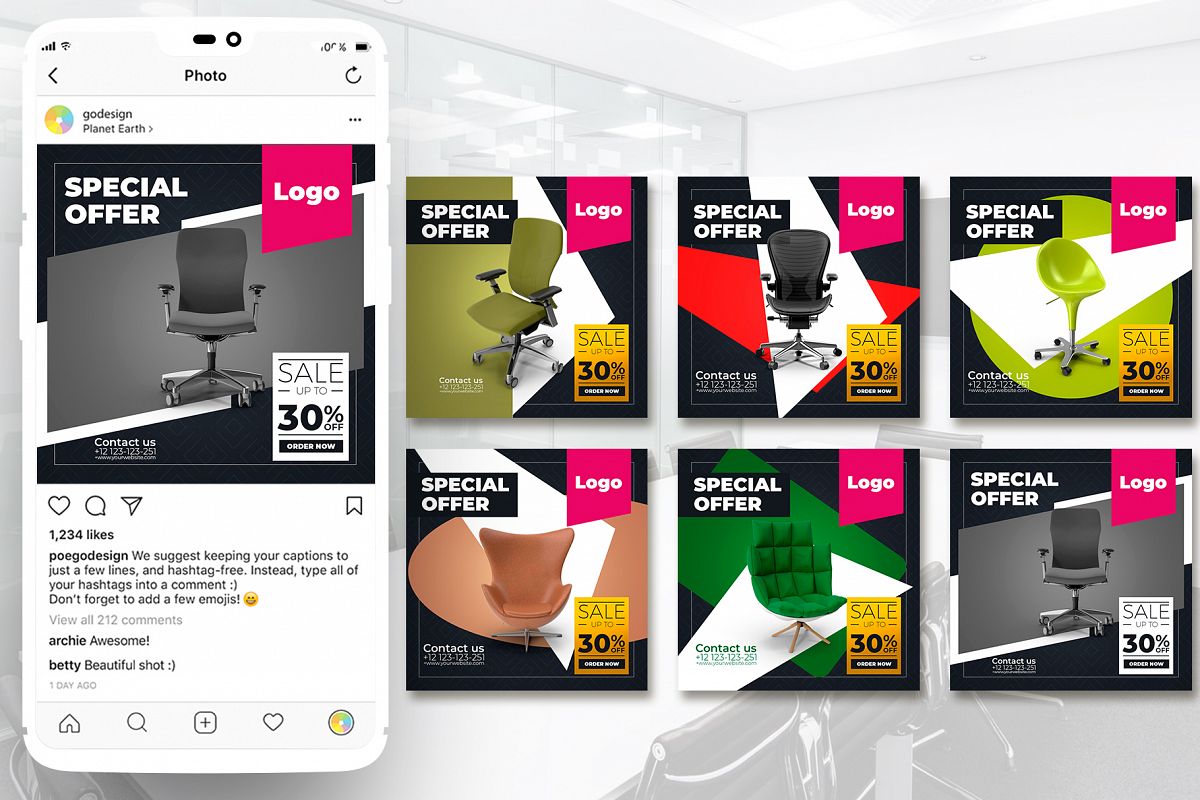 Instagram Posts Furniture Template example image 1