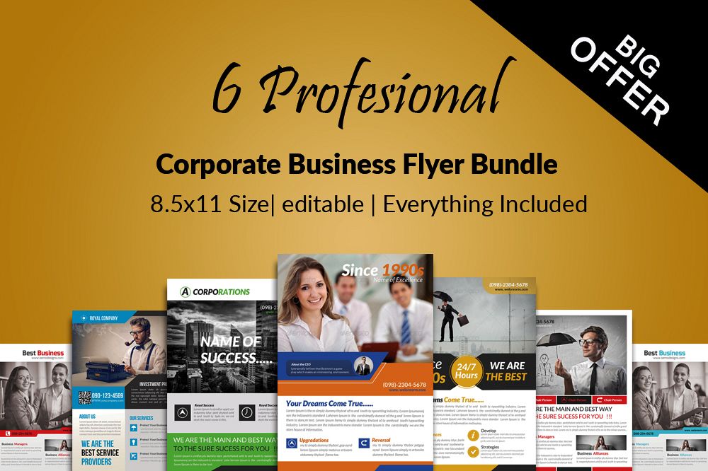 6 Corporate Business Flyers Bundle example image 1