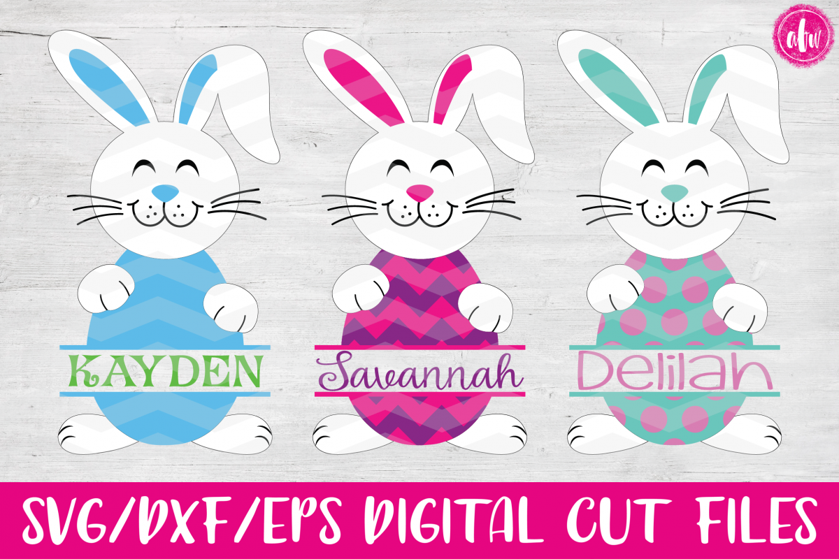 Split Easter Bunny Eggs- SVG, DXF, EPS Cut Files example image 1