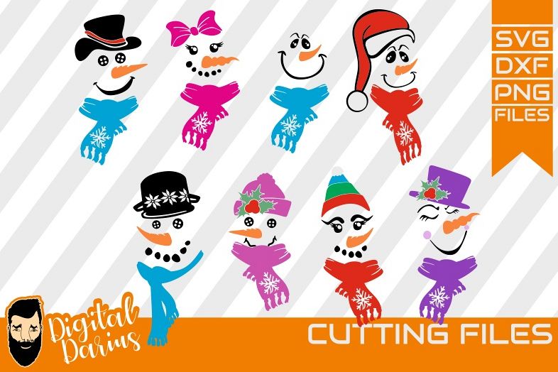 8x Snowman Bundle SVG, Let it snow svg. Merry Christmas svg example image 1