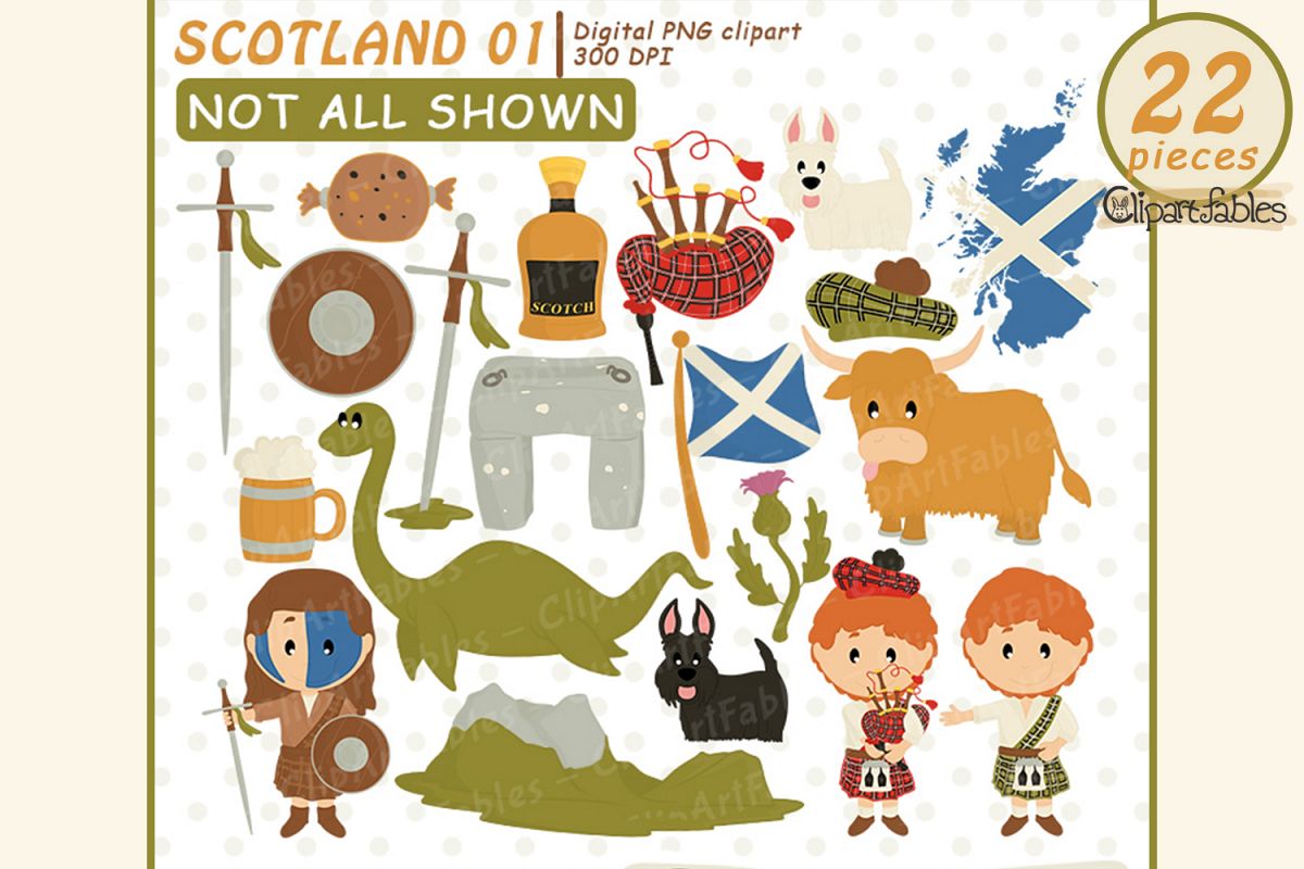 Scotland clipart, Scottish art, travel, instant download example image 1
