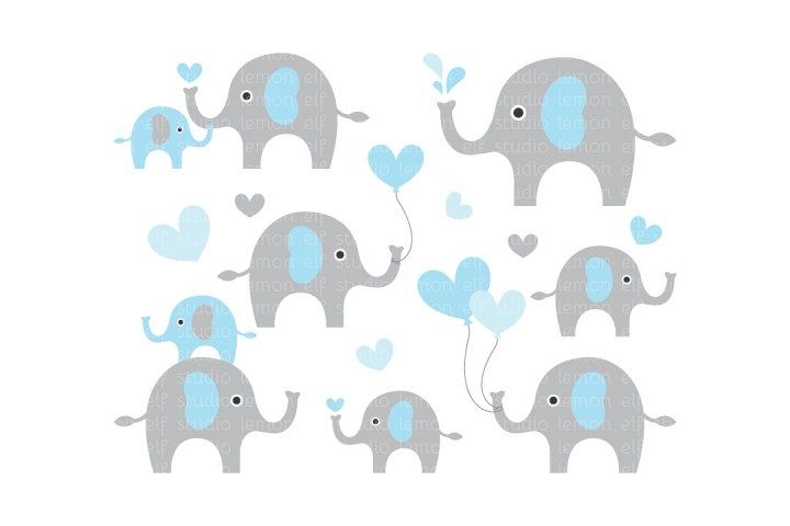 Cute Elephants-Digital Clipart (LES.CL10A) example image 1