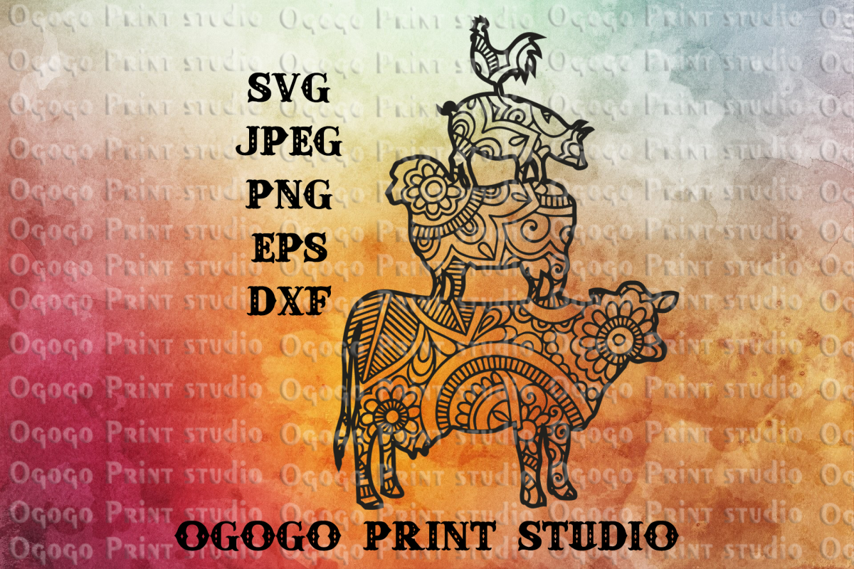 Farm Svg, Cow SVG, Zentangle SVG, Mandala svg, Farm life svg example image 1