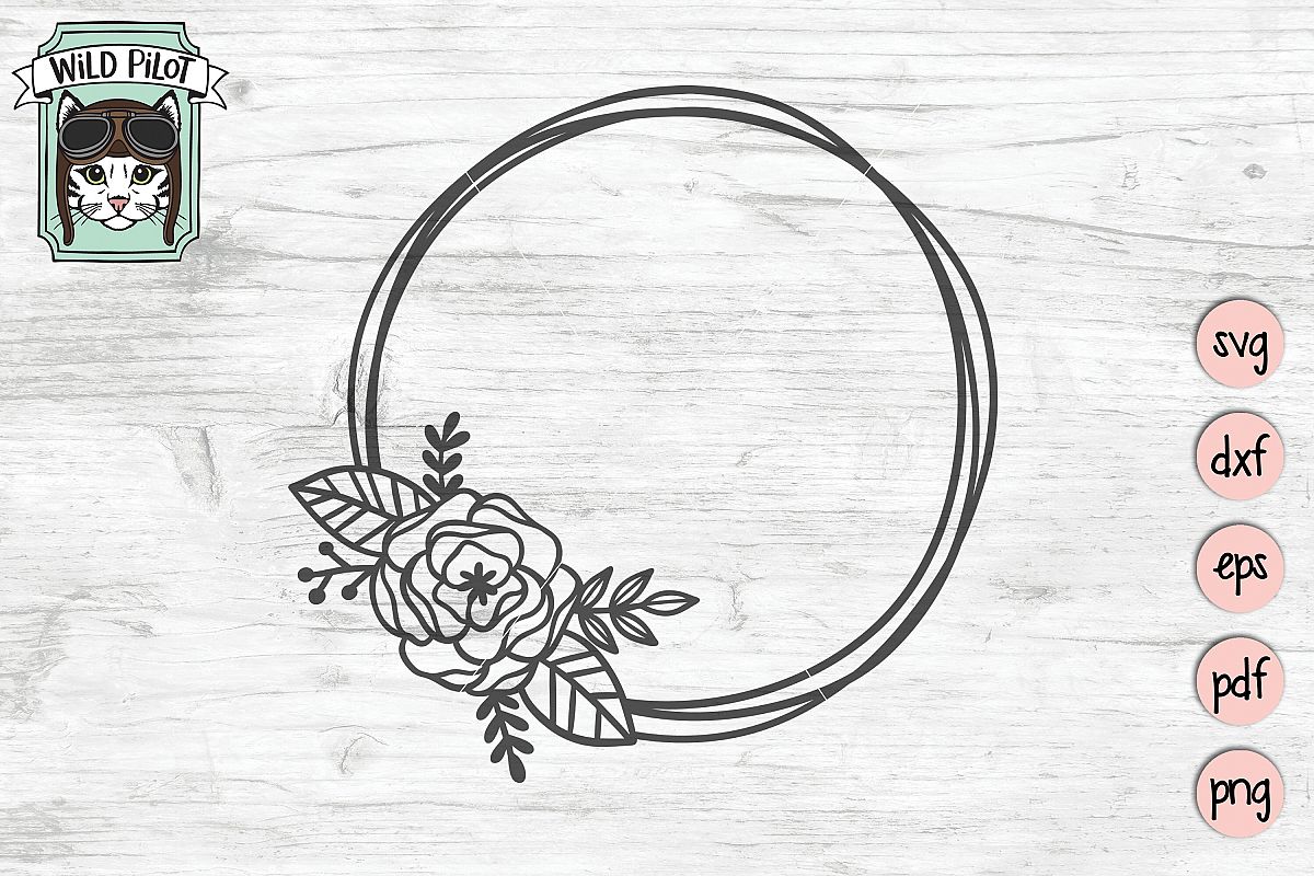 Flower Frame SVG file, Circle Frame, Offset Circle Wreath example image 1