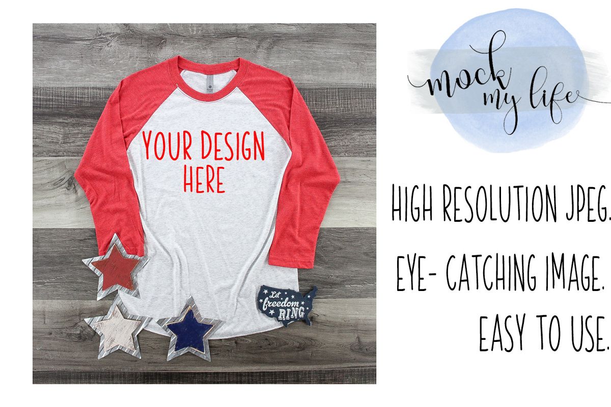 MockUp Next Level Raglan / Baseball Tee Mock up example image 1