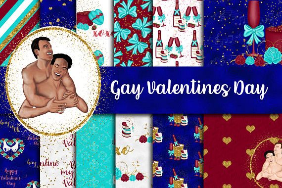 Gay Valentines Day Digital Paper example image 1
