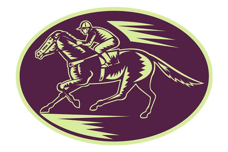 Horse and jockey racing side view example image 1
