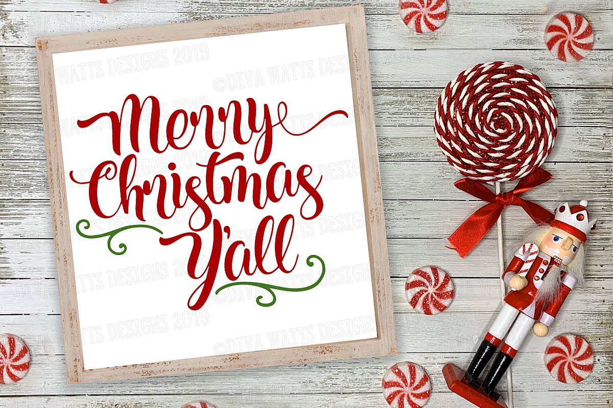 Merry Christmas Y'all Cutting File example image 1