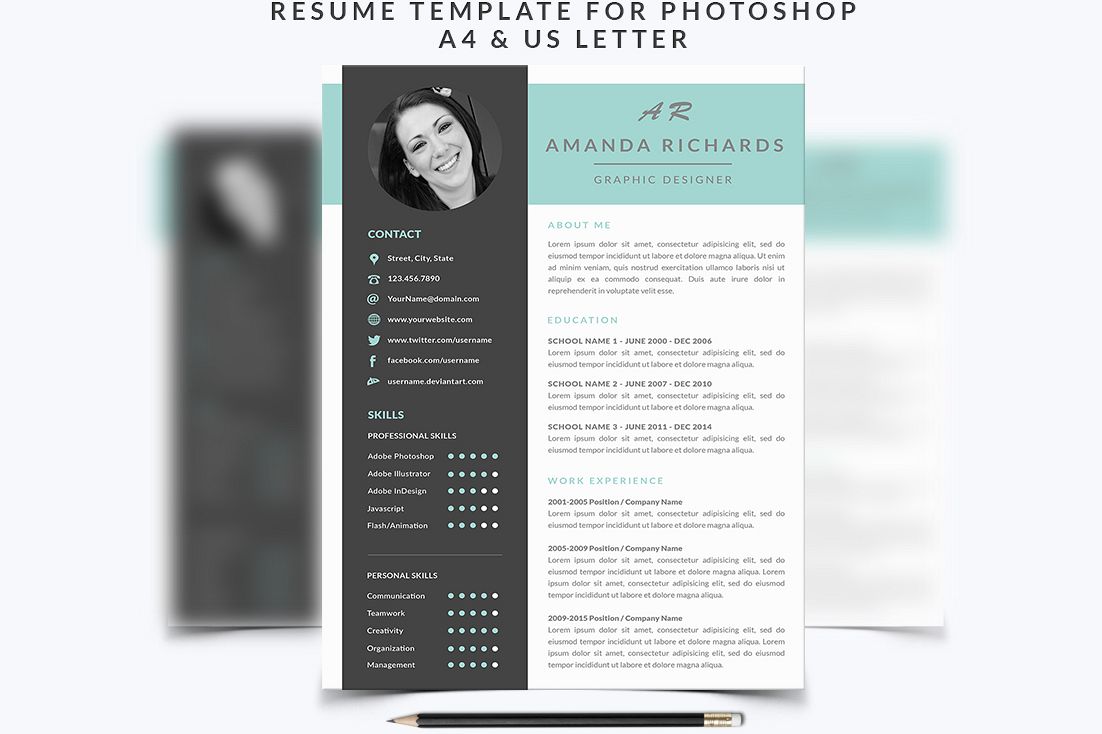 Resume Template for Photoshop example image 1
