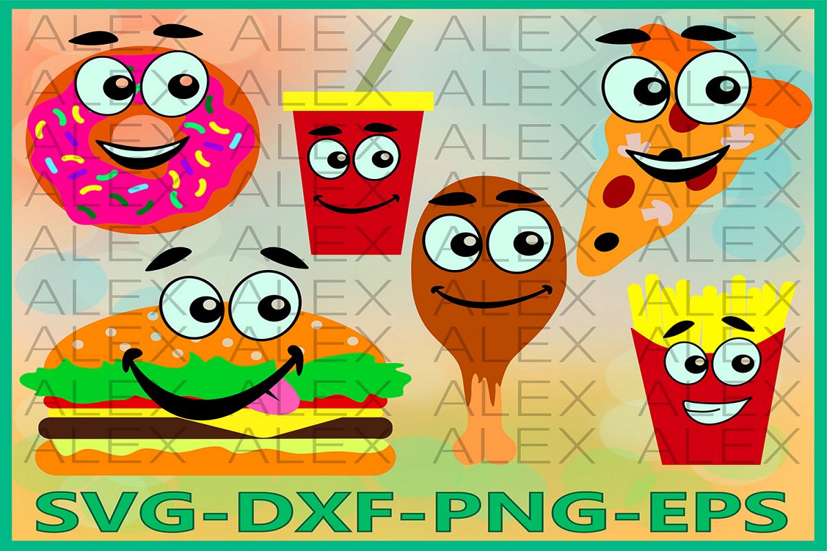 Fast Food Svg, Burger svg, Fast Food Face, French Fries Svg example image 1