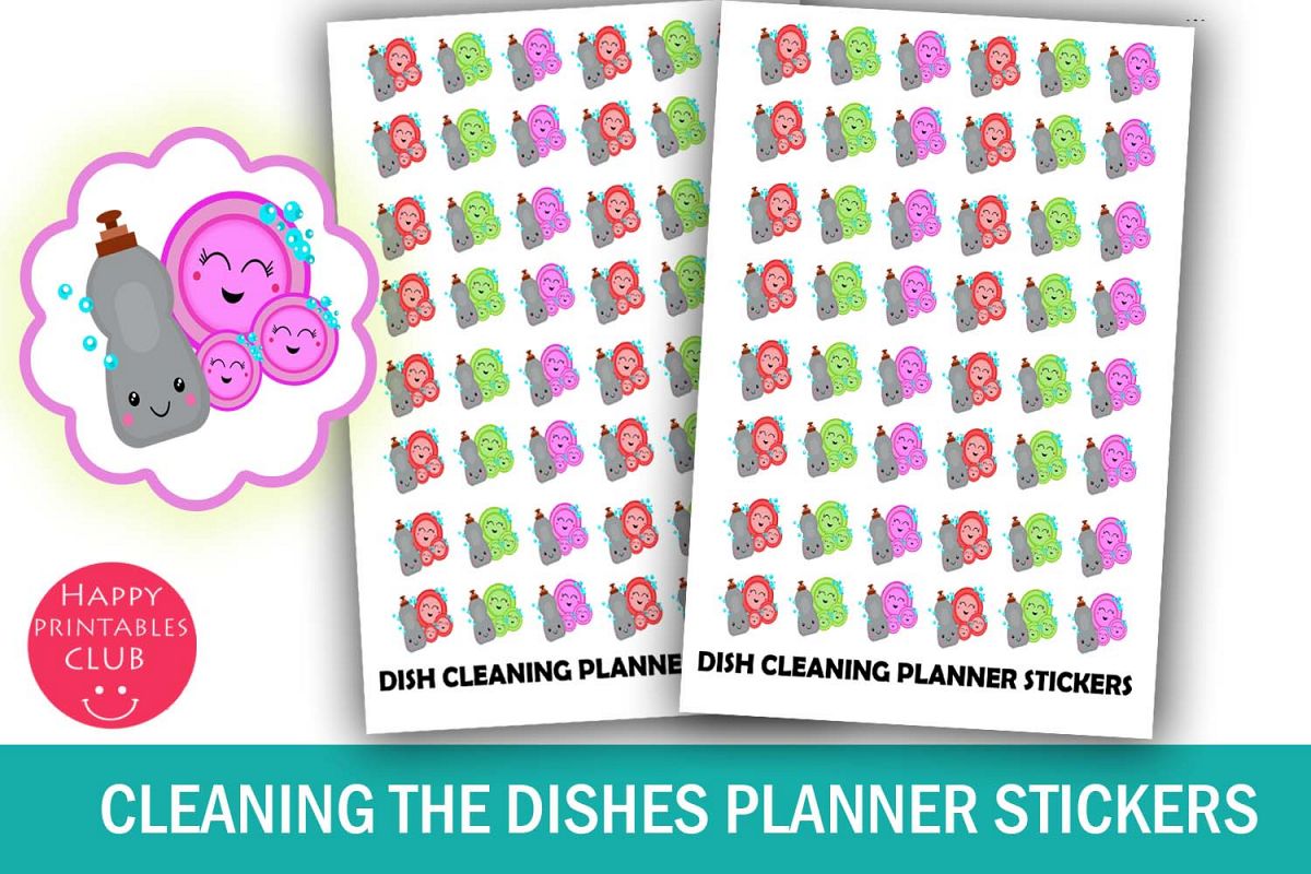 Cleaning the Dishes Planner Stickers-Dish Cleaning Stickers example image 1