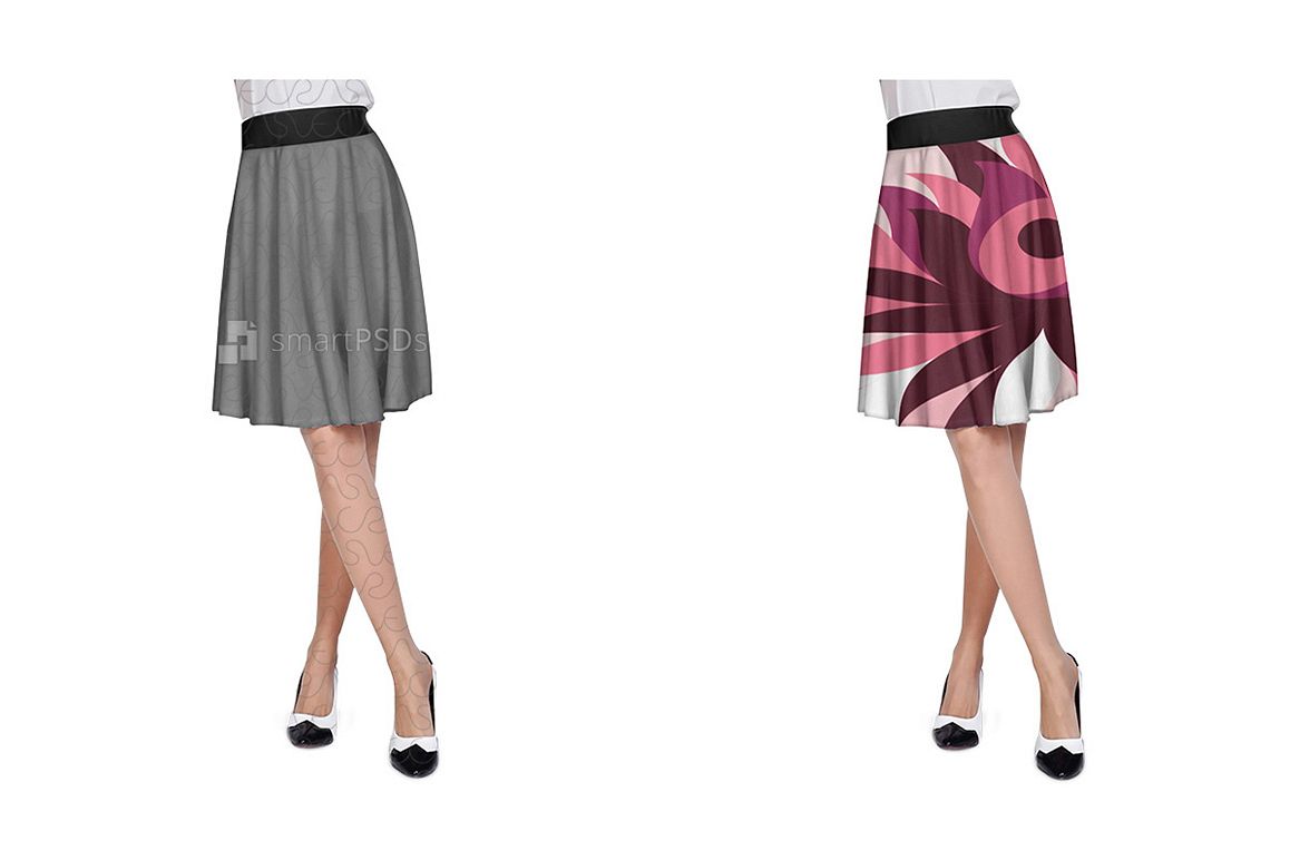 A-Line Skirt Dress Design Mockup for Textile Print Sublimation - 2 Views example image 1