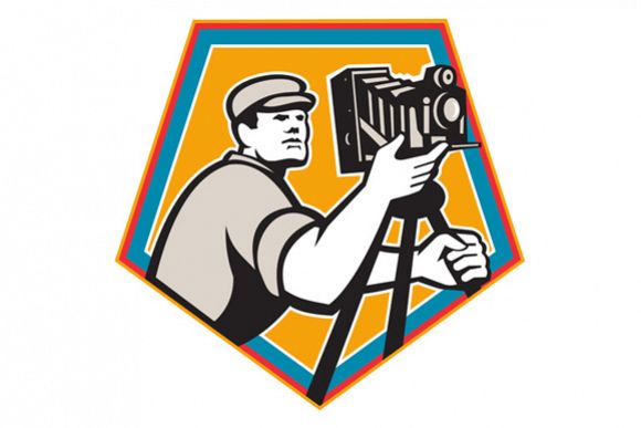 Cameraman Vintage Movie Film Camera Crest Retro example image 1