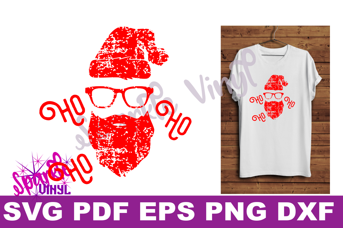 Svg Distressed Grunge Christmas Santa shirt svg cut file for cricut or sihouette, Christmas Decor printable, Hipster Santa Santa shirt svg, example image 1