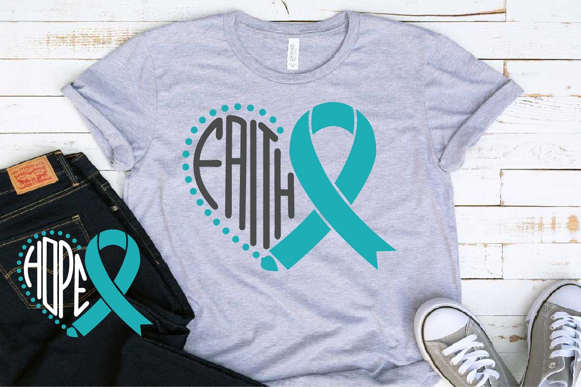 Heart Faith Hope SVG Loss Svg Ovarian Cervical ribbon 1559s example image 1