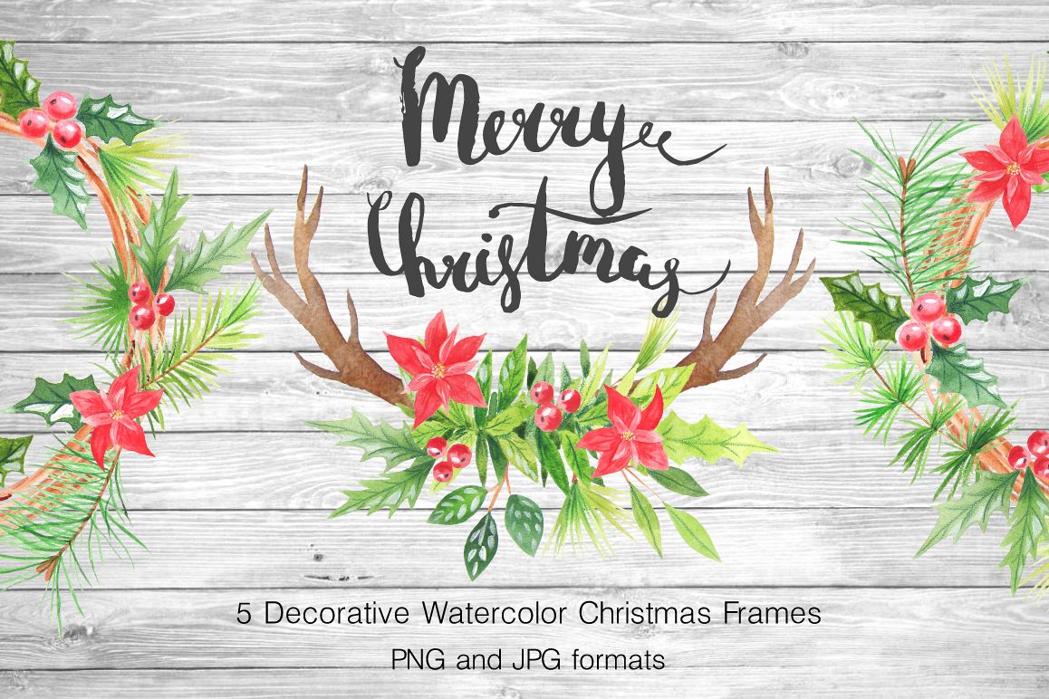 Watercolor Christmas Wreathes example image 1