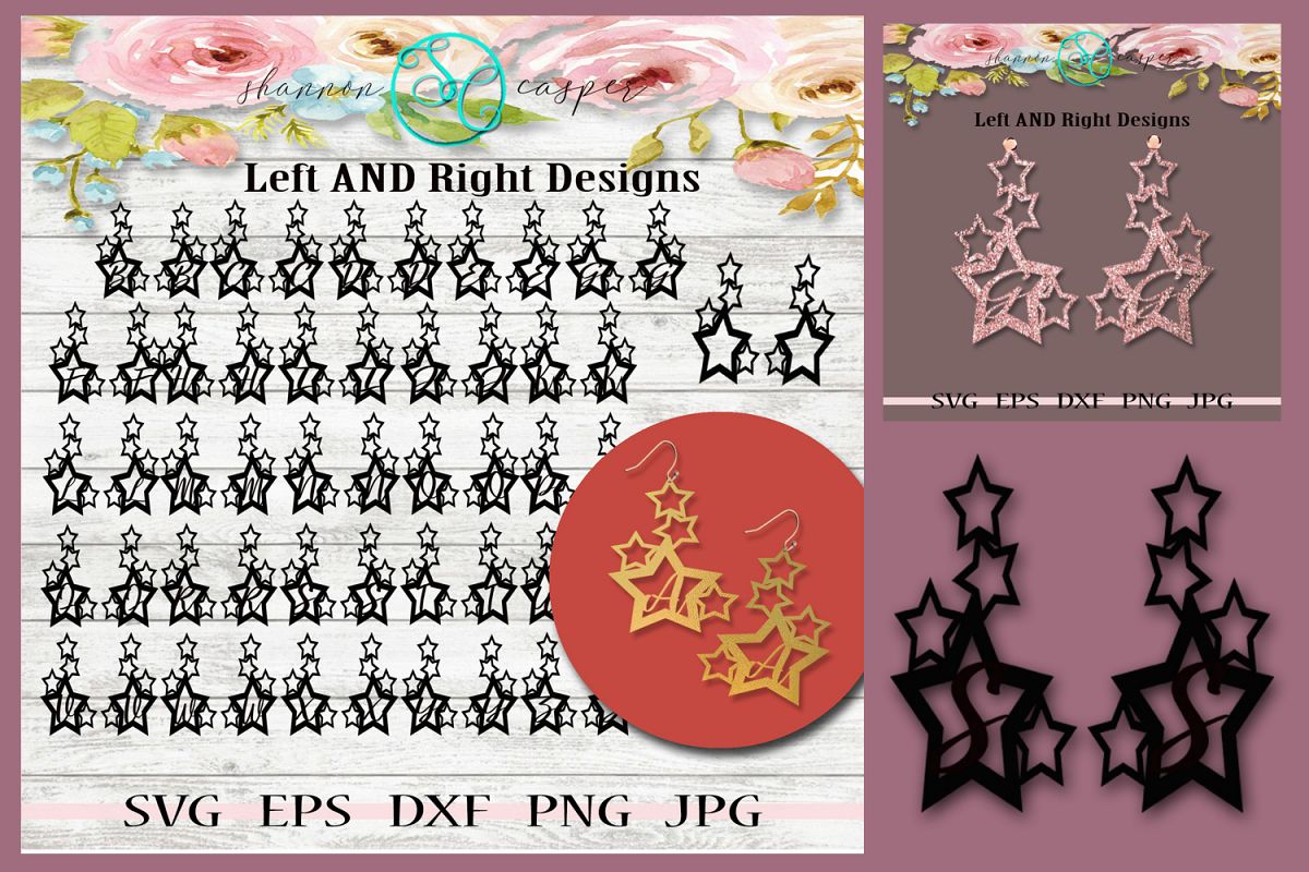 Download Star Dangle Initial Earring SVG Template Bundle of 54 ...