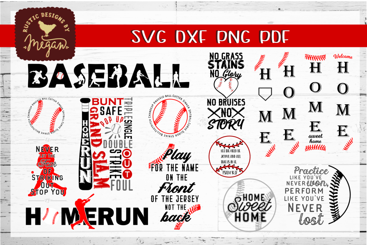 Baseball SVG Wood Sign Bundle SVG DXF Cut files example image 1
