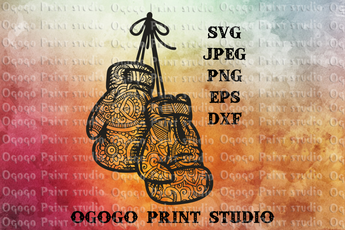 Boxing Gloves svg, Zentangle Svg, Boxing svg, Mandala svg example image 1