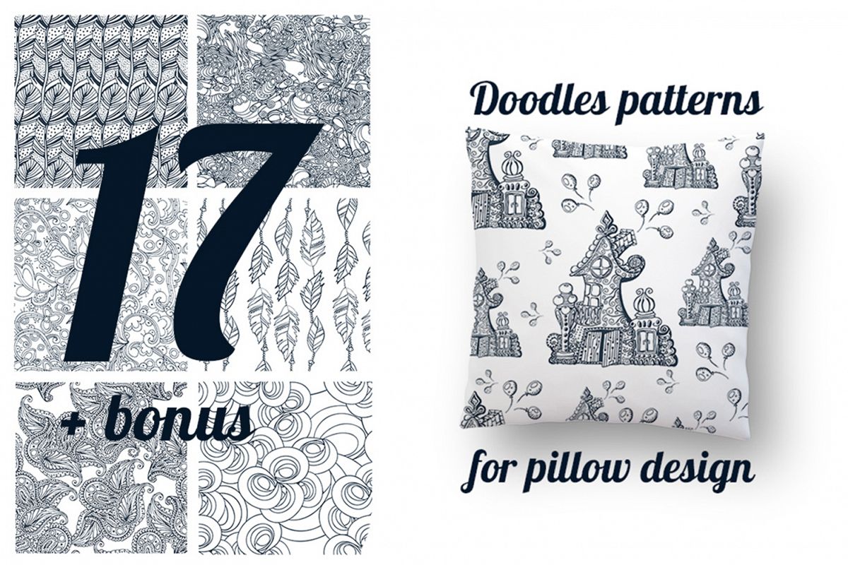 17 Doodle patterns for pillow design example image 1