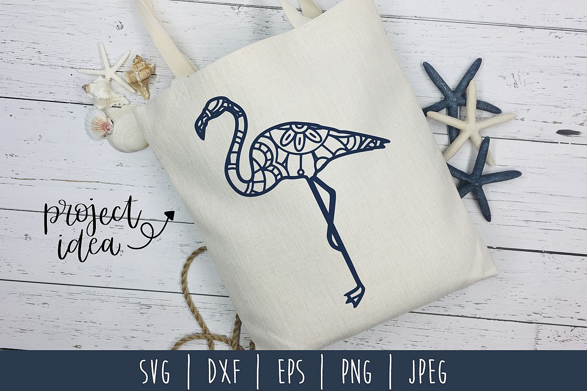 Flamingo Mandala Zentangle SVG, DXF, EPS, PNG, JPEG example image 1
