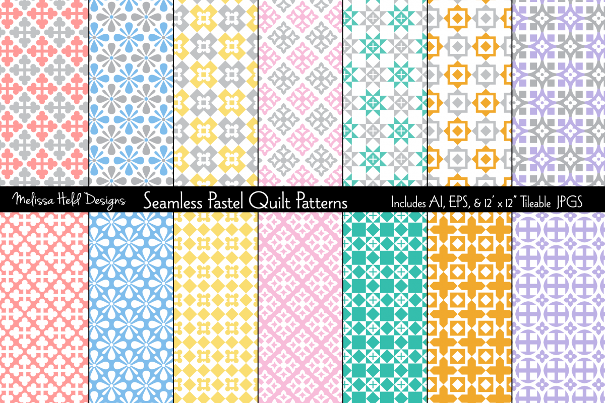 Seamless Pastel Quilt Patterns example image 1