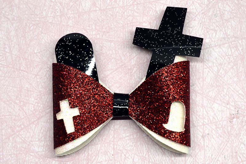 Cemetry Hair bow template SVG, DIY leather bow template example image 1