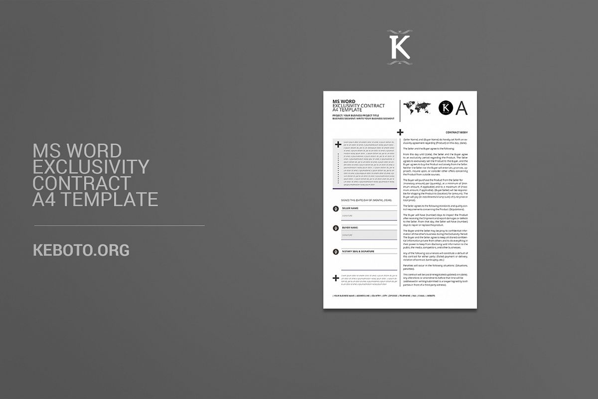 Ms Word Exclusivity Contract A4 Template Ms Word Exclusivity Contract A4 Template Example Image 1