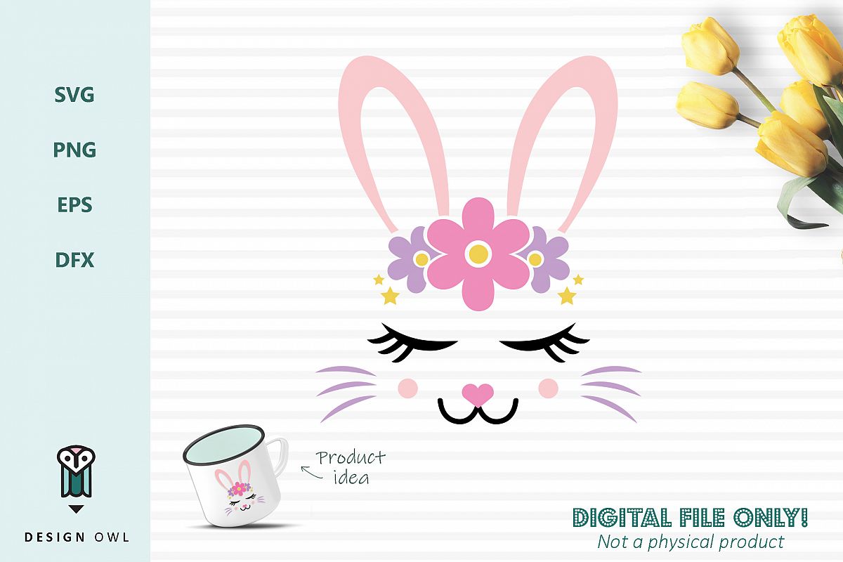 Bunny face- Easter SVG cut file example image 1