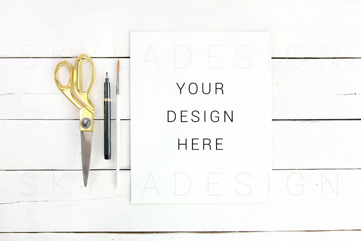 Gold flatlay quote mockup, feminine styled stock example image 1