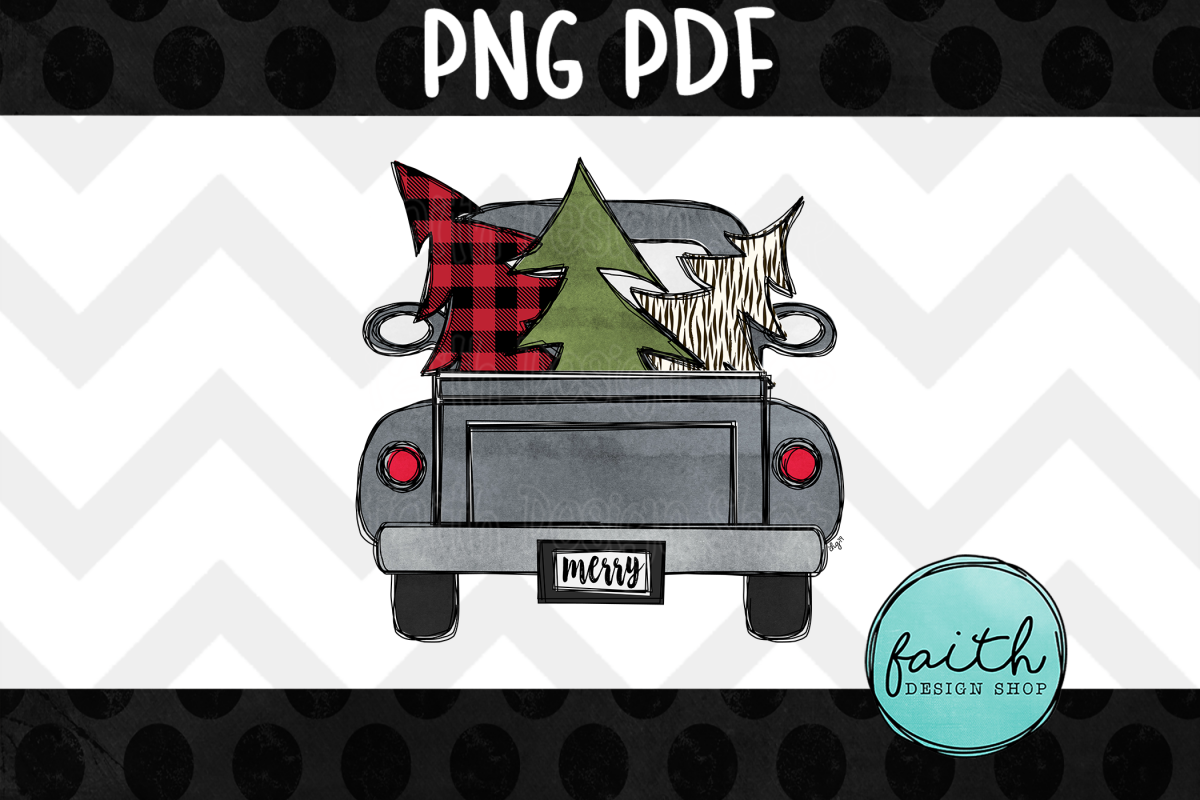 Merry Christmas Truck with 3 Trees example image 1