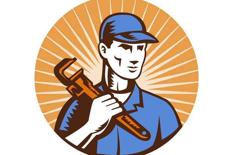 Plumber holding monkey wrench example image 1