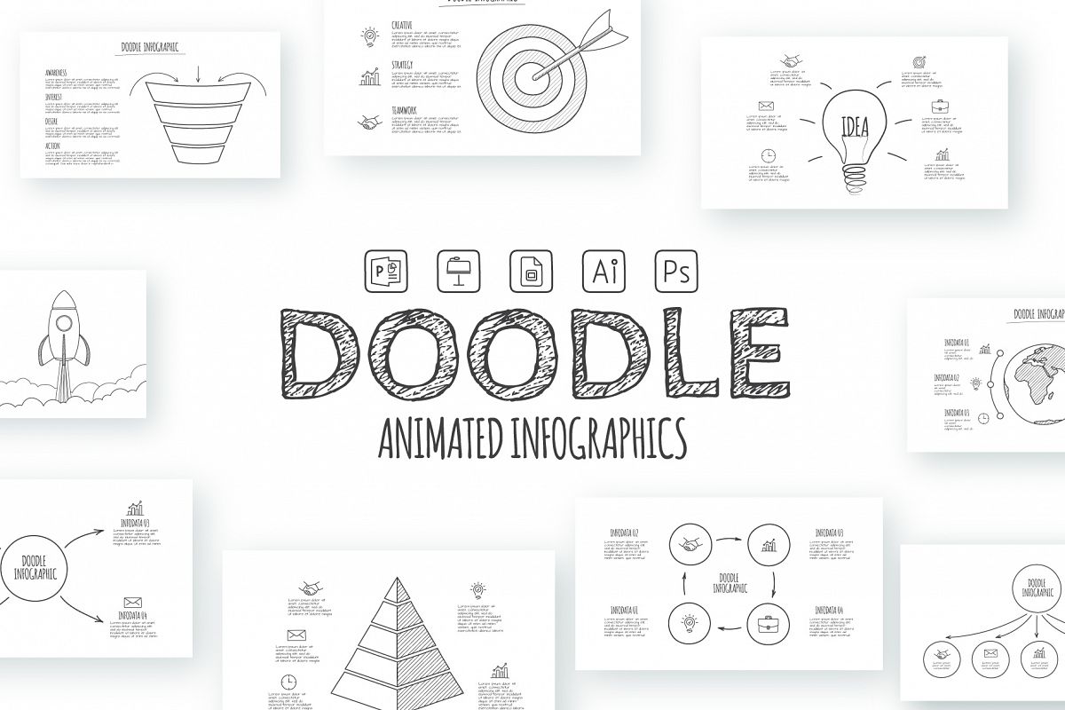 Doodle infographics presentation example image 1