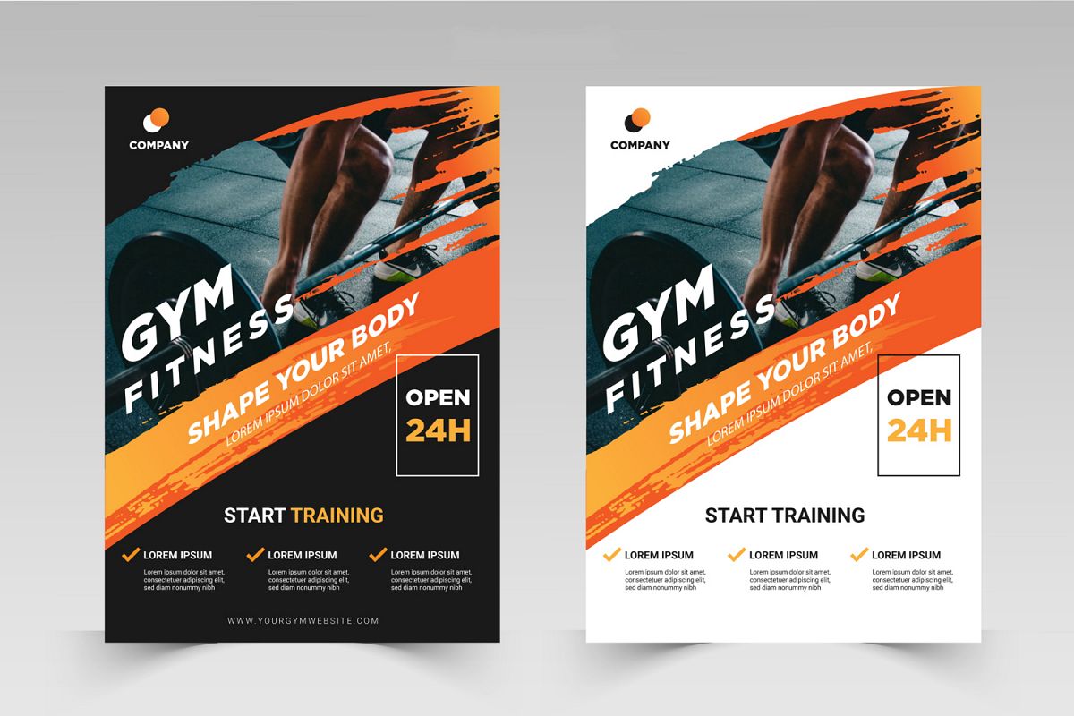 Fitness Flyer template with grunge shapes. Part 2 example image 1