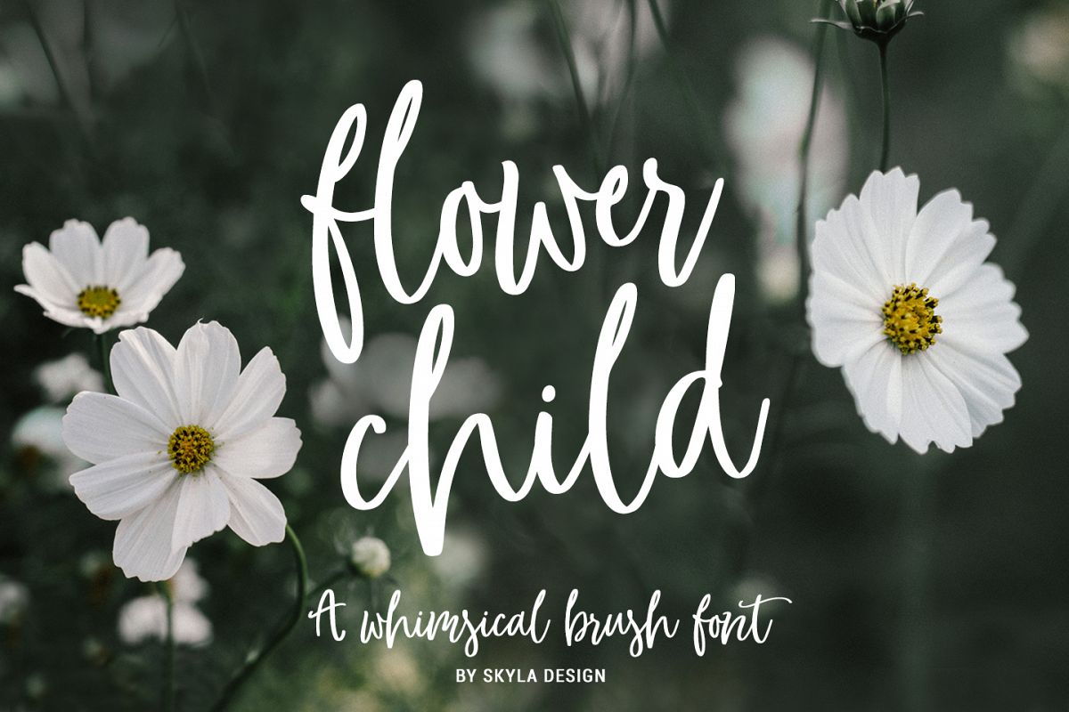 Whimsical modern brush font, Flower Child example image 1