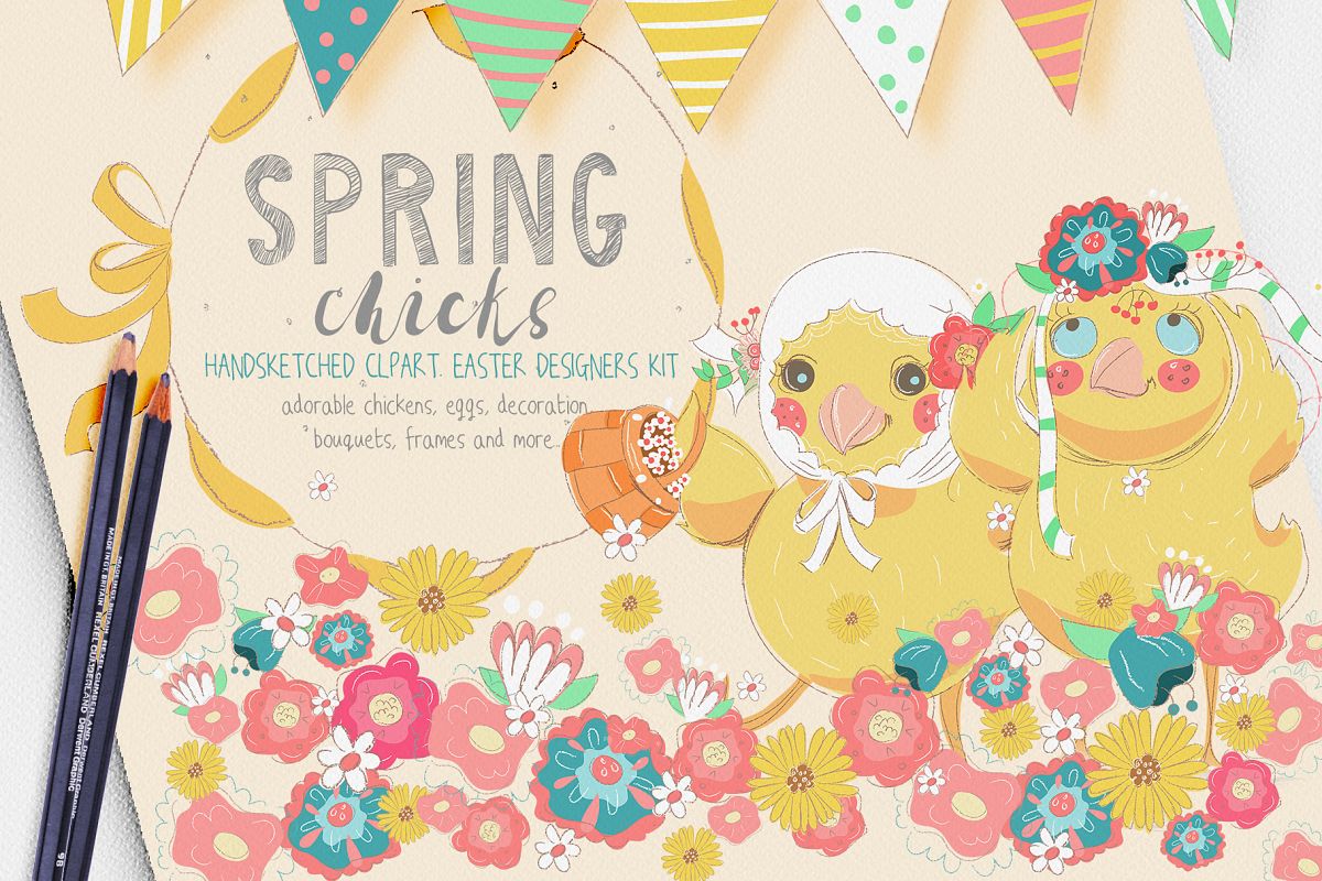 Spring Chicks Easter Clipart example image 1