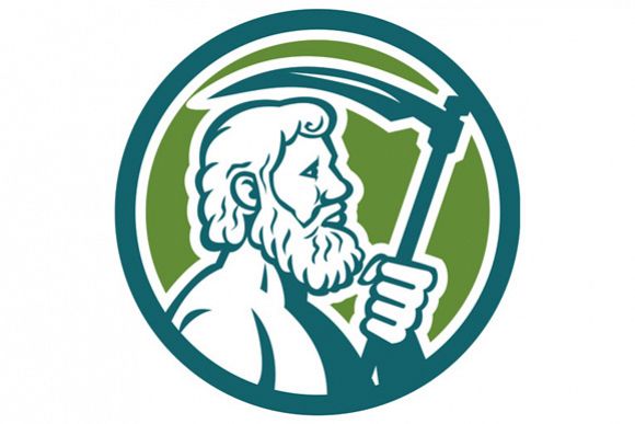 Cronus Holding Scythe Circle Retro example image 1